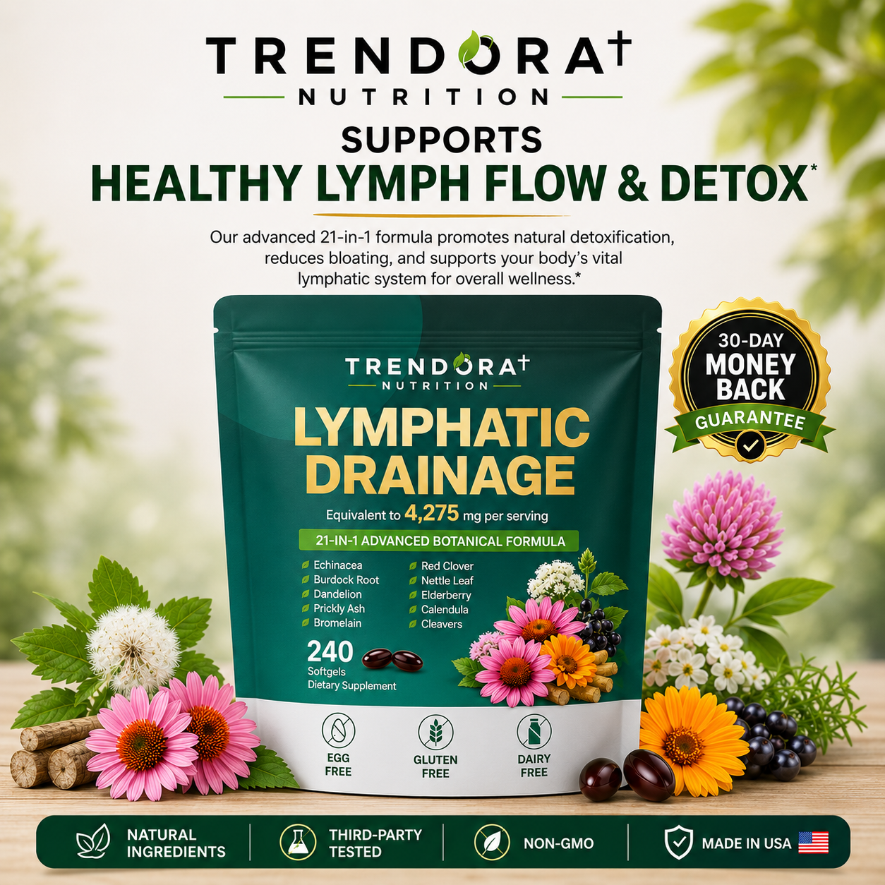 Trendora Nutrition Supports Lymphatic Circulation Supports Immune System & Metabolism