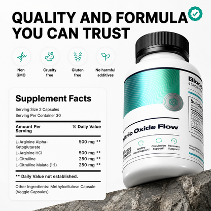 Trendora Nutrtion Nitric Oxide Flow Blood Pressure, Blood Flow, Recovery Support Cardiovascular Health