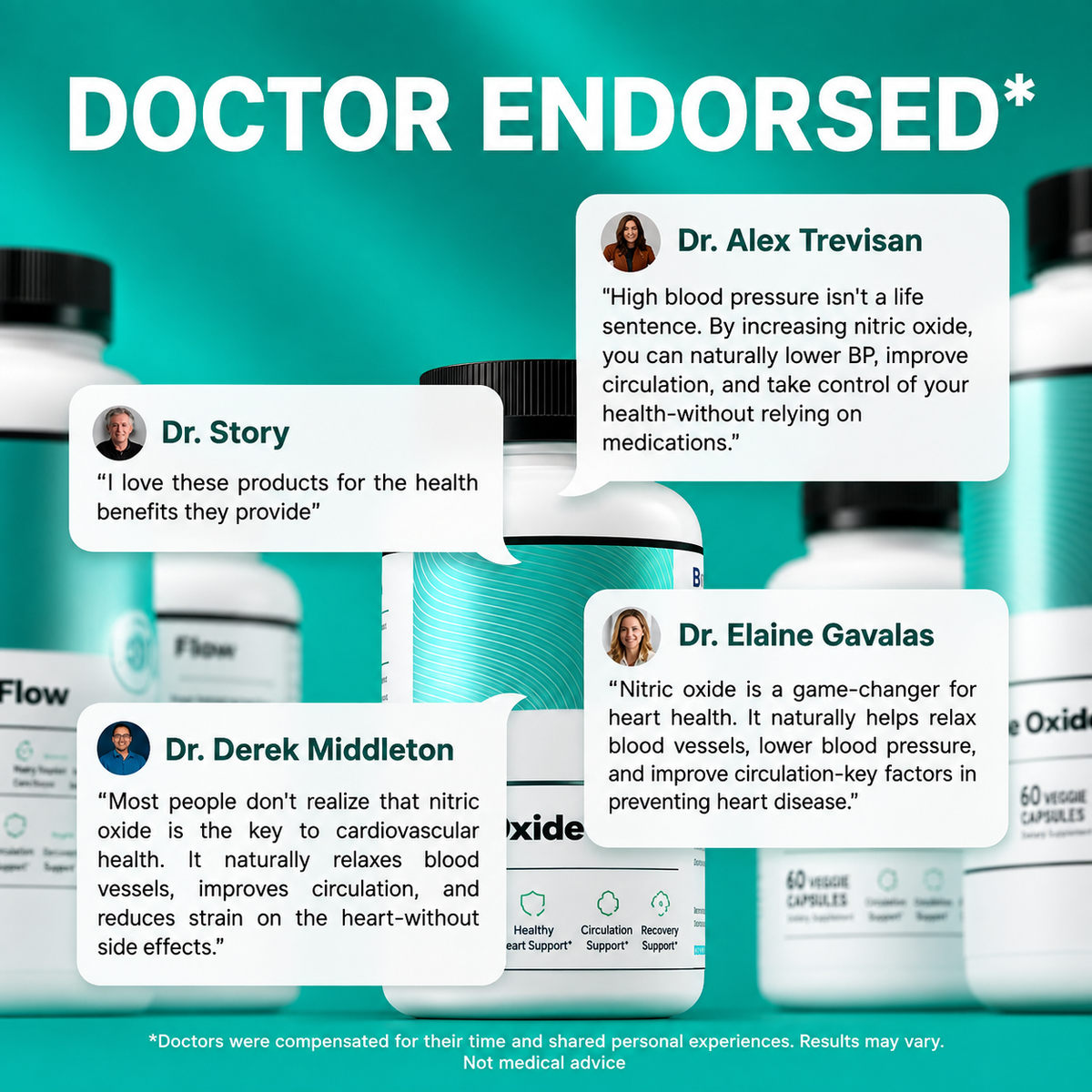 Trendora Nutrtion Nitric Oxide Flow Blood Pressure, Blood Flow, Recovery Support Cardiovascular Health