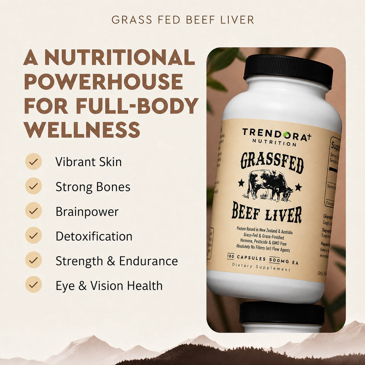 Trendora Nutrition Grass-Fed Beef Liver Capsules