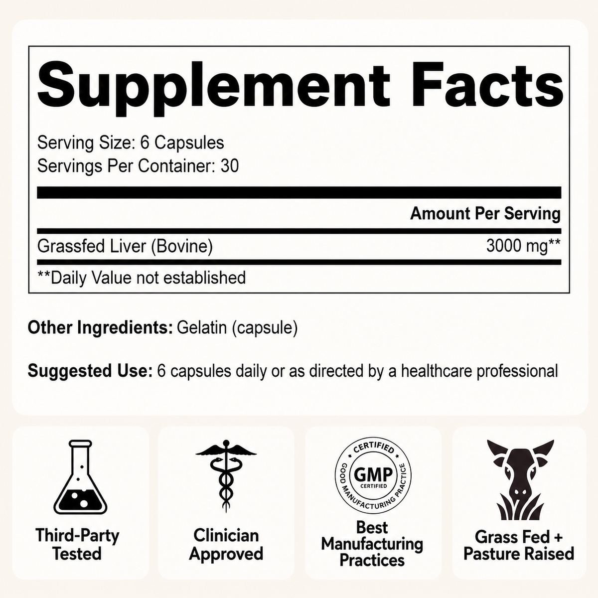 Trendora Nutrition Grass-Fed Beef Liver Capsules