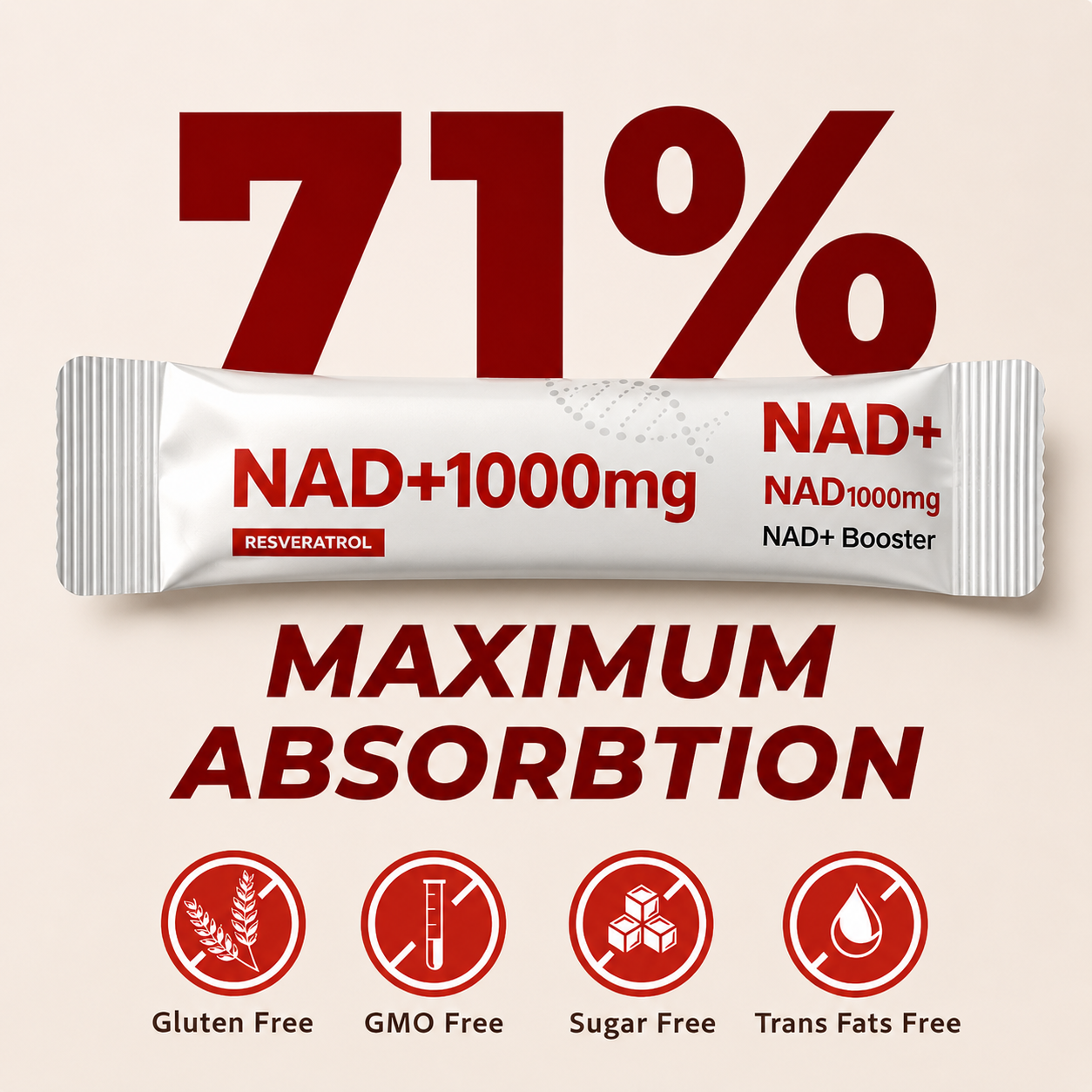 Trendora Nutrition  NAD+ Berry Flavor Drink Mix for Skin Aging Support, Energy, and Focus - 30 Pack