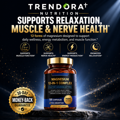 Trendora Nutrition 12-In-1 Magnesium Complex Supports Muscles and Nerve Health