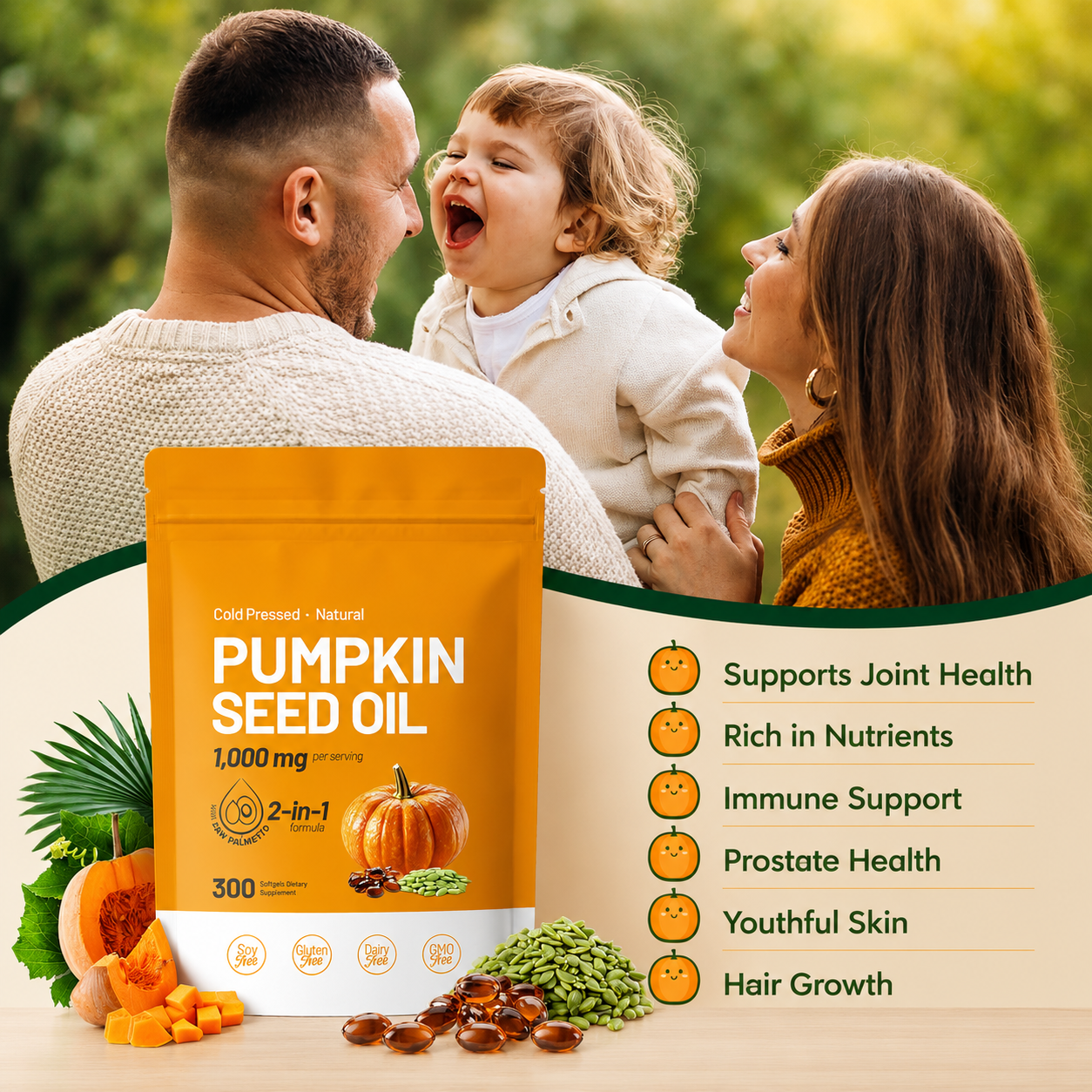Trendora Nutrition Pumpkin Seed Oil Supports Hair, Urinary, Bladder & Prostate Health