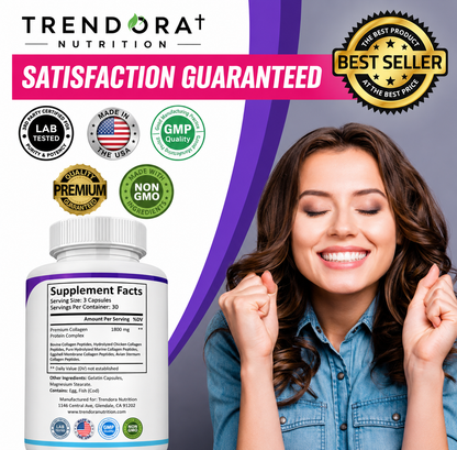 Trendora Collagen Peptides Hair & Skin Health, Anti-Aging, Joint and Bone Health