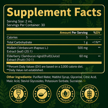 Trendora Nutrition  Mullein 2-in-1  Liquid Drops Herbal Wellness Herbal Support