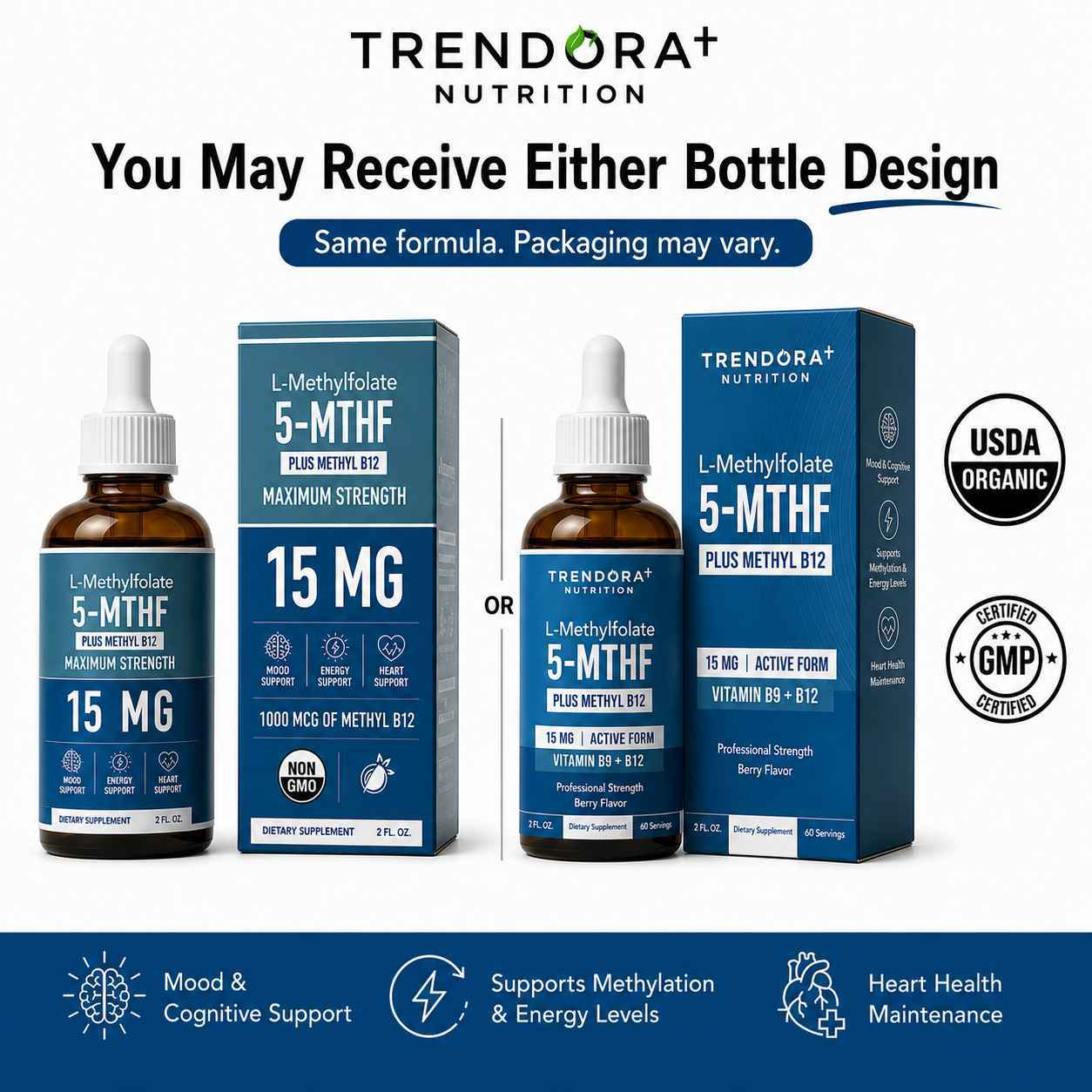 Trendora Nutrtion L-Methylfolate 15mg + B12 Pro Strength
